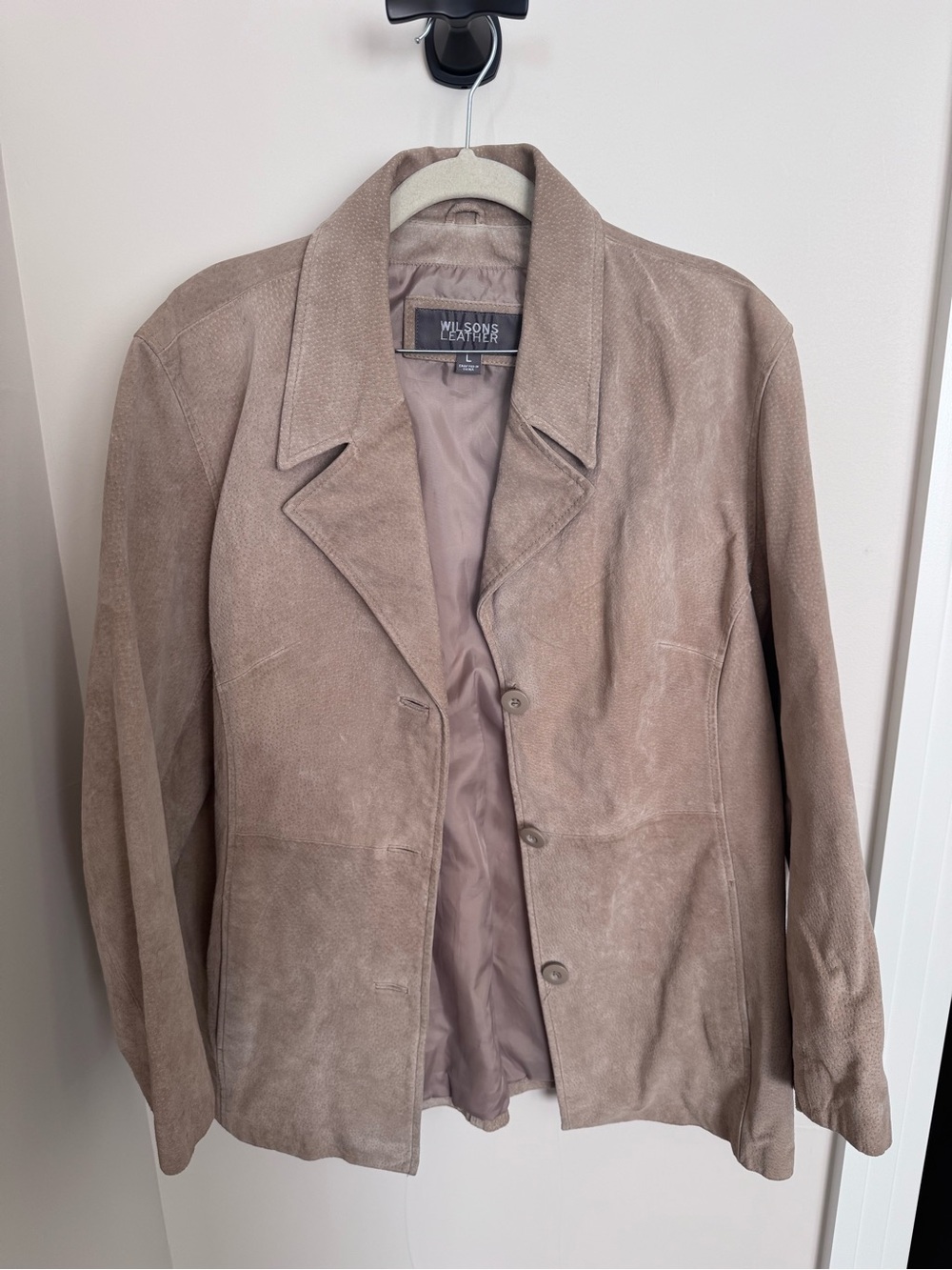 Wilsons Leather Women's Taupe Suede Button Jacket